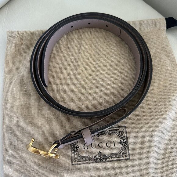 NEW GUCCI 430$ GG Marmont Belt In Beige GG Supreme & Pink Leather 110 Cm 40 In main image 10